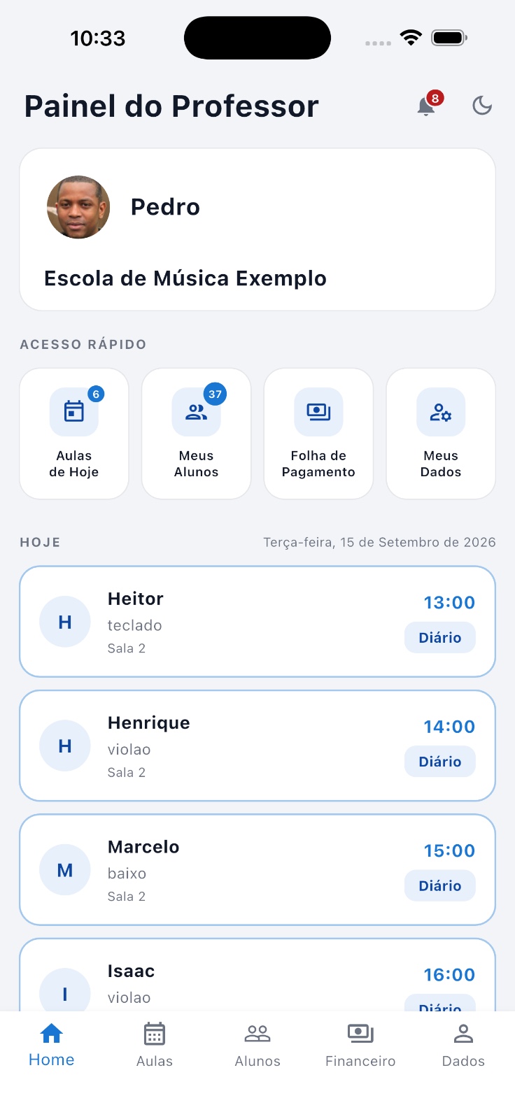 Agenda do dia