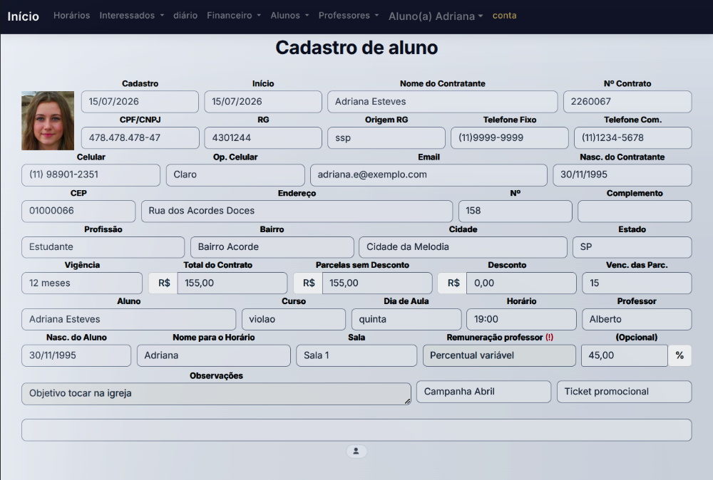 Ficha do aluno completa