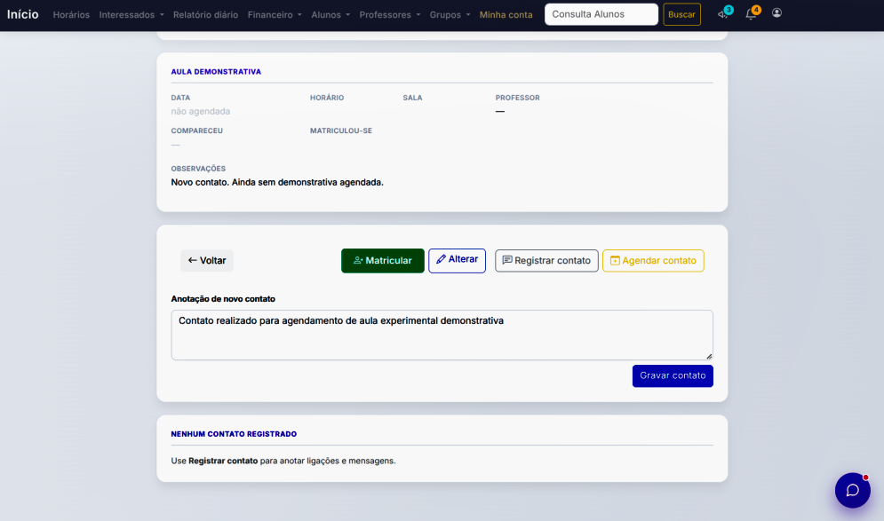 Ficha do interessado