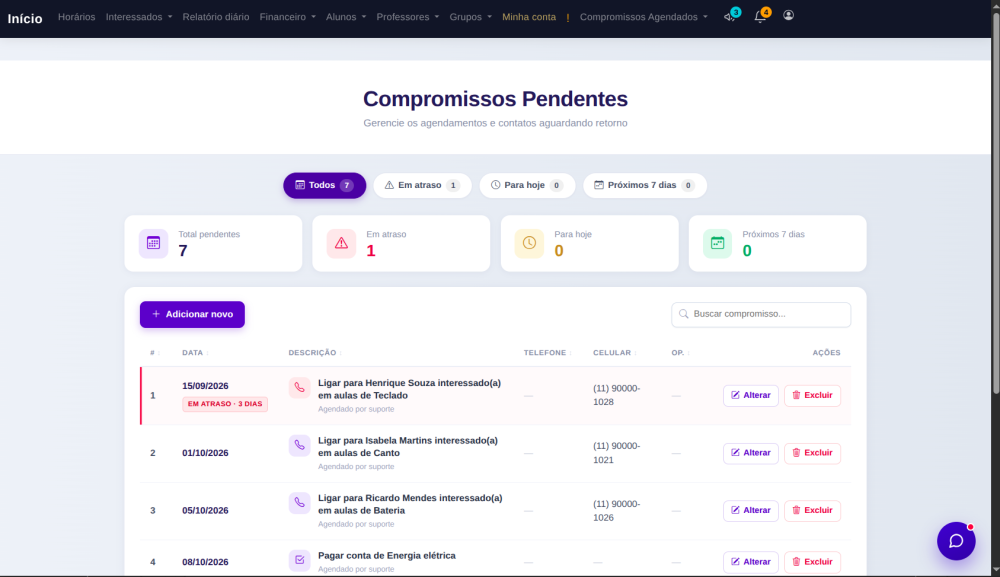 Ficha do aluno completa