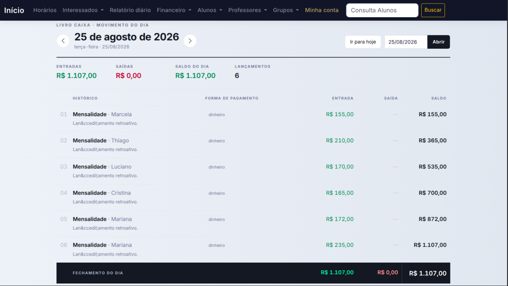 Ficha do aluno completa